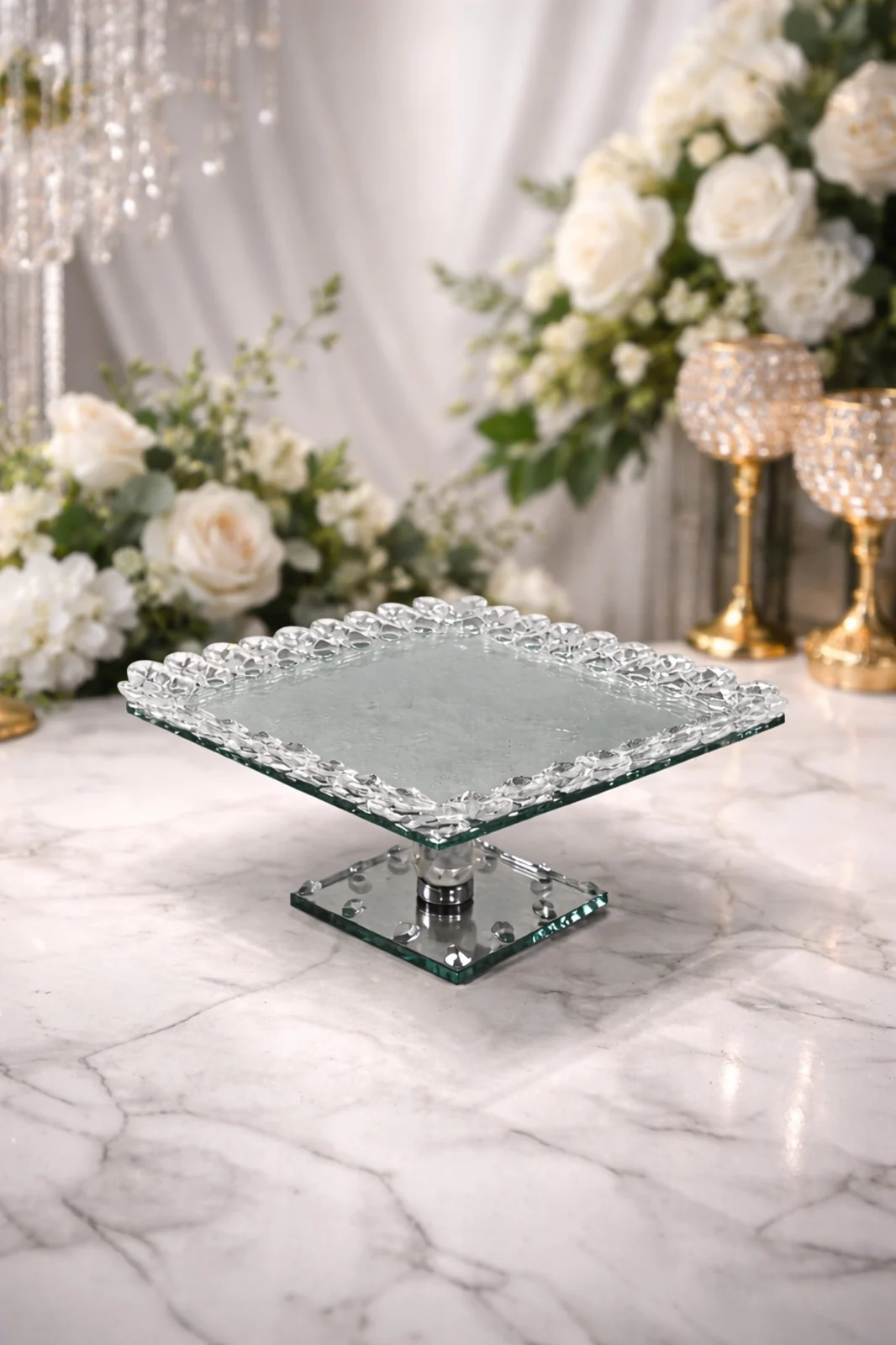Glass Pedestal Tray